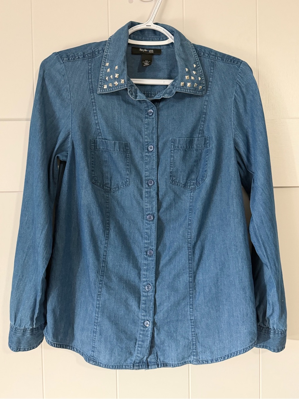 Style & Co. Women's Blue Denim Button-Up Shirt